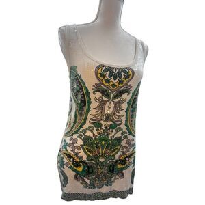 INC International Concepts Sequin Paisley Tank Top Medium size M